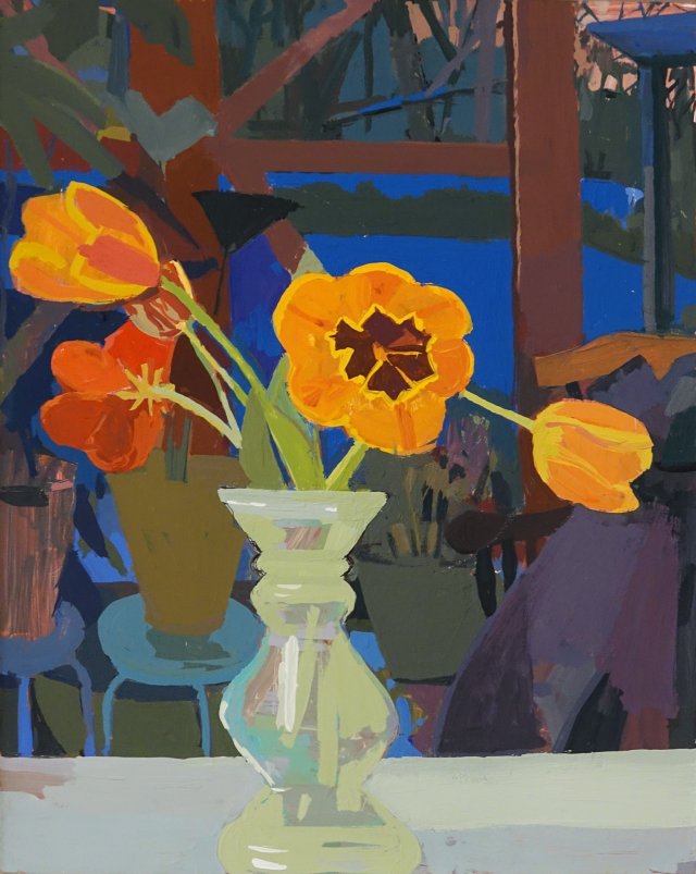 Tulips with Winter Painting