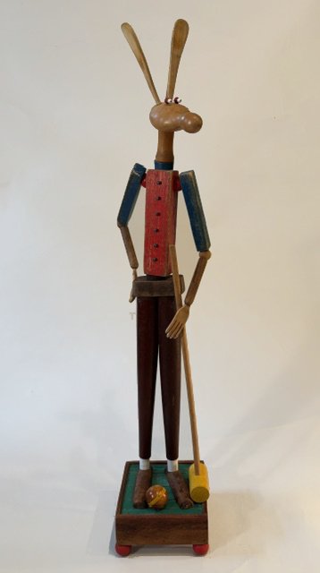 Croquet Bunny [Foot Form, Wooden Blocks, Salad Forks, Balisters, Miniature Croquet Mallet and Ball]